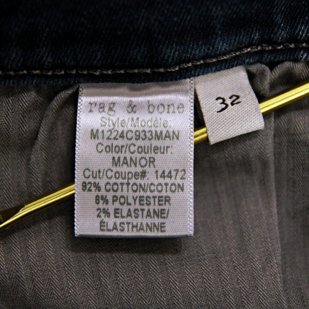 Rag & Bone Standard Issue Mid Rise Button Fly Skinny Leg Distressed Jeans Men 32